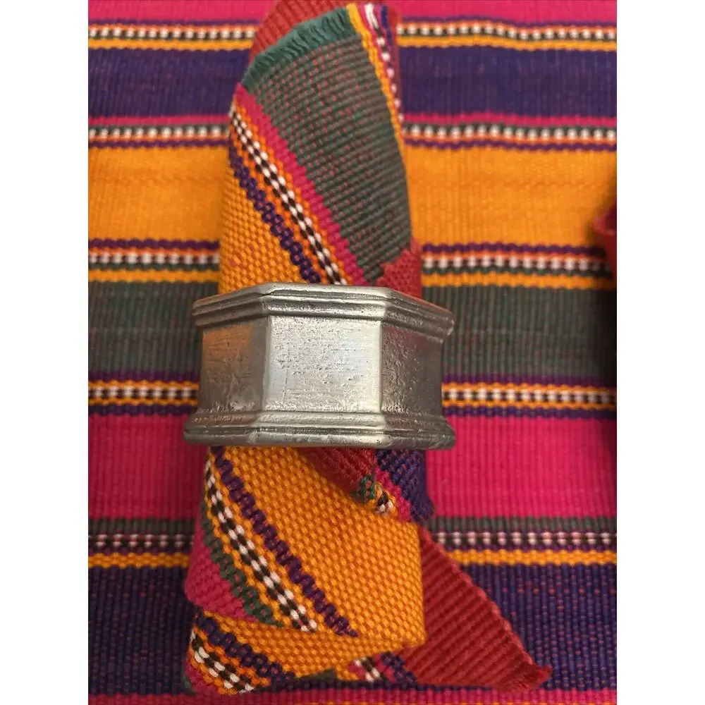 Ethnic Southwestern Fabric Cloth Placemats, Napkins W/ Rings Colorful Striped